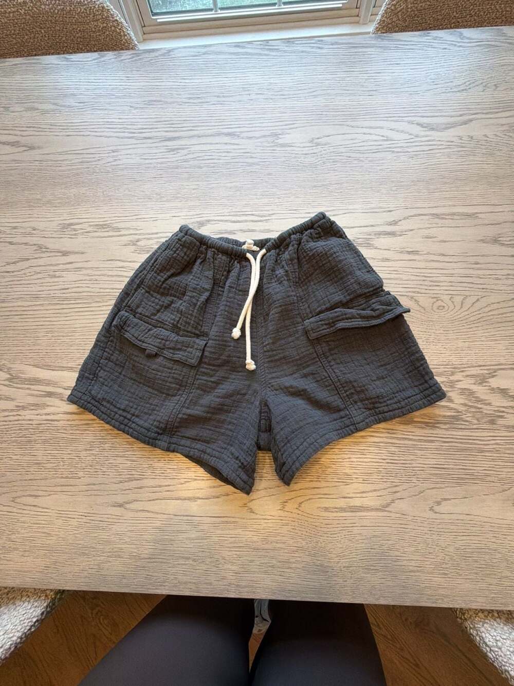 Aerie Cargo Short Size XS Gauze Drawstring Dark Gray